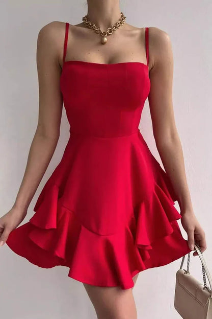 A Line Thin Shoulder Strap Short Homecoming Dress