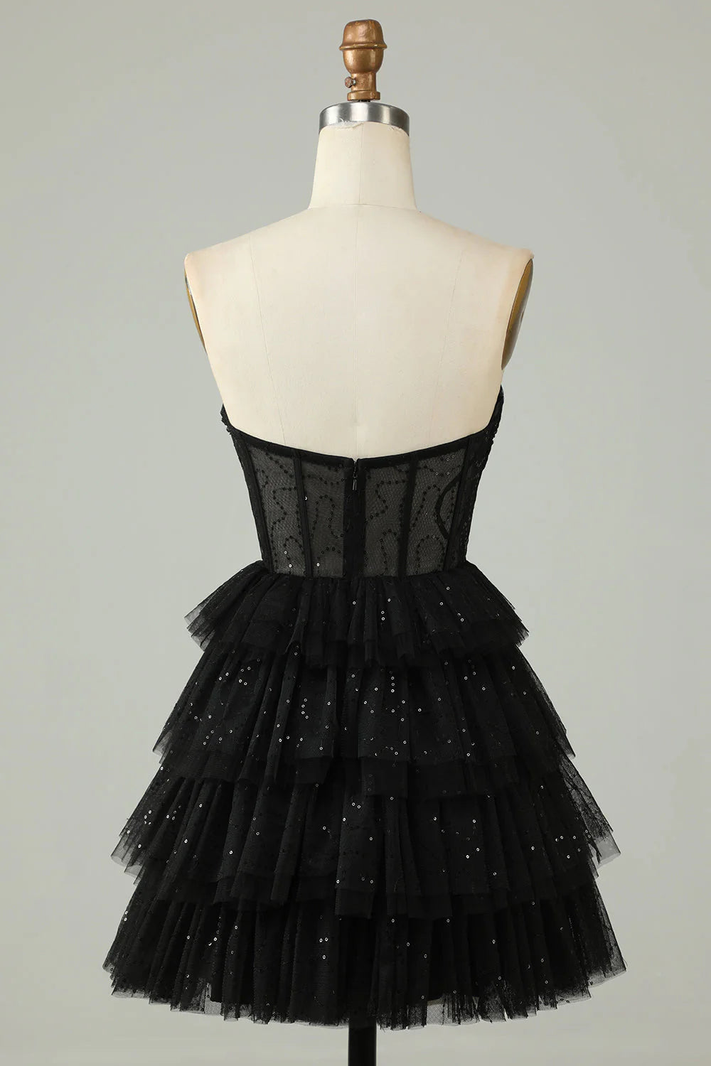 Black A Line strapless backless corset Cocktail Dresses – LD Dress