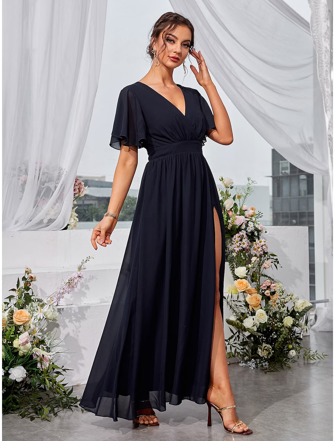 A-Line Wedding Guest Dresses Elegant Dress Holiday Floor Length Short