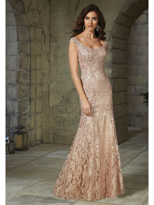 Elegant Floral Wedding Guest Formal Evening Dress Scoop Neck Sleeveless Floor Length Lace