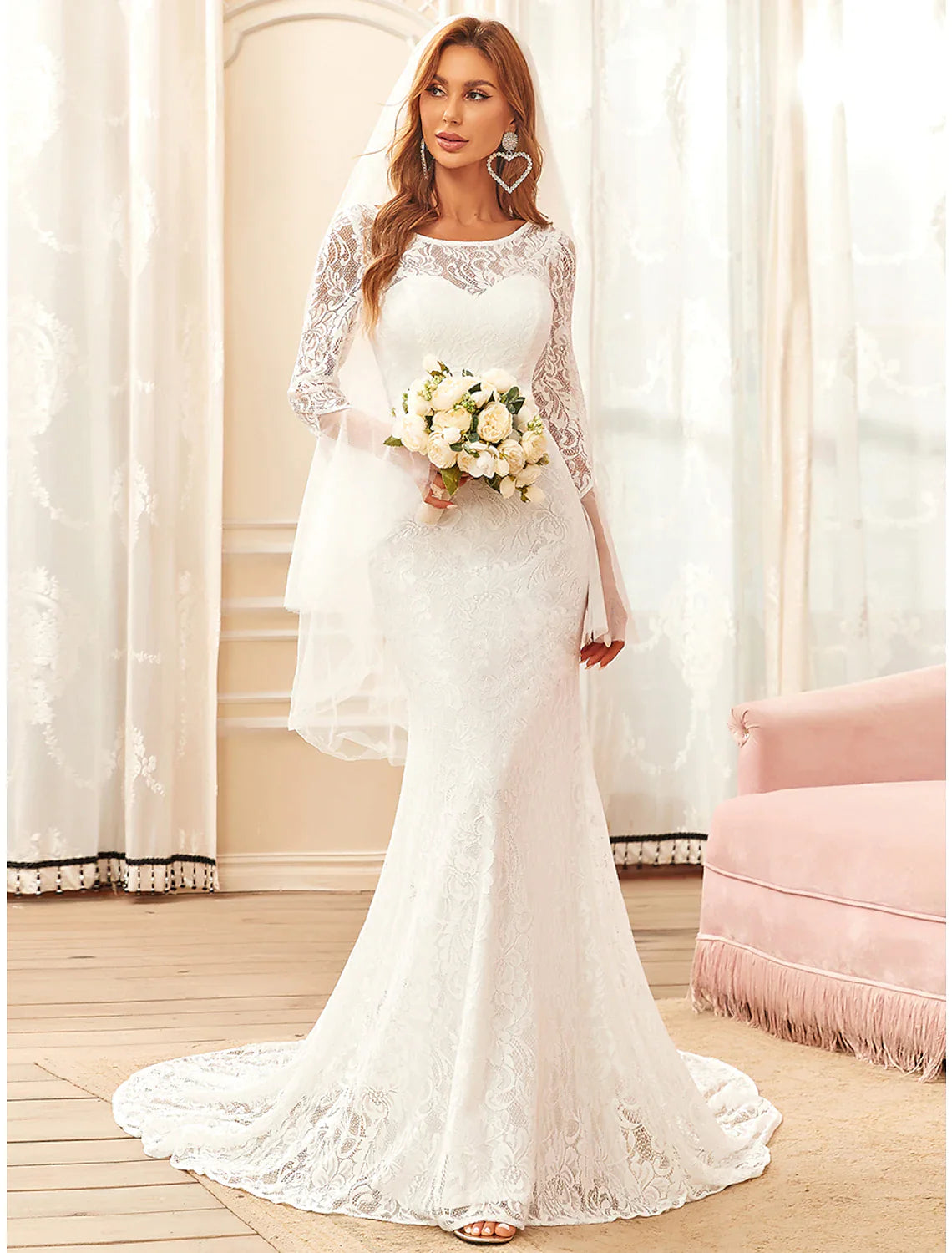 Beach Wedding Dresses  Long Sleeve with Lace