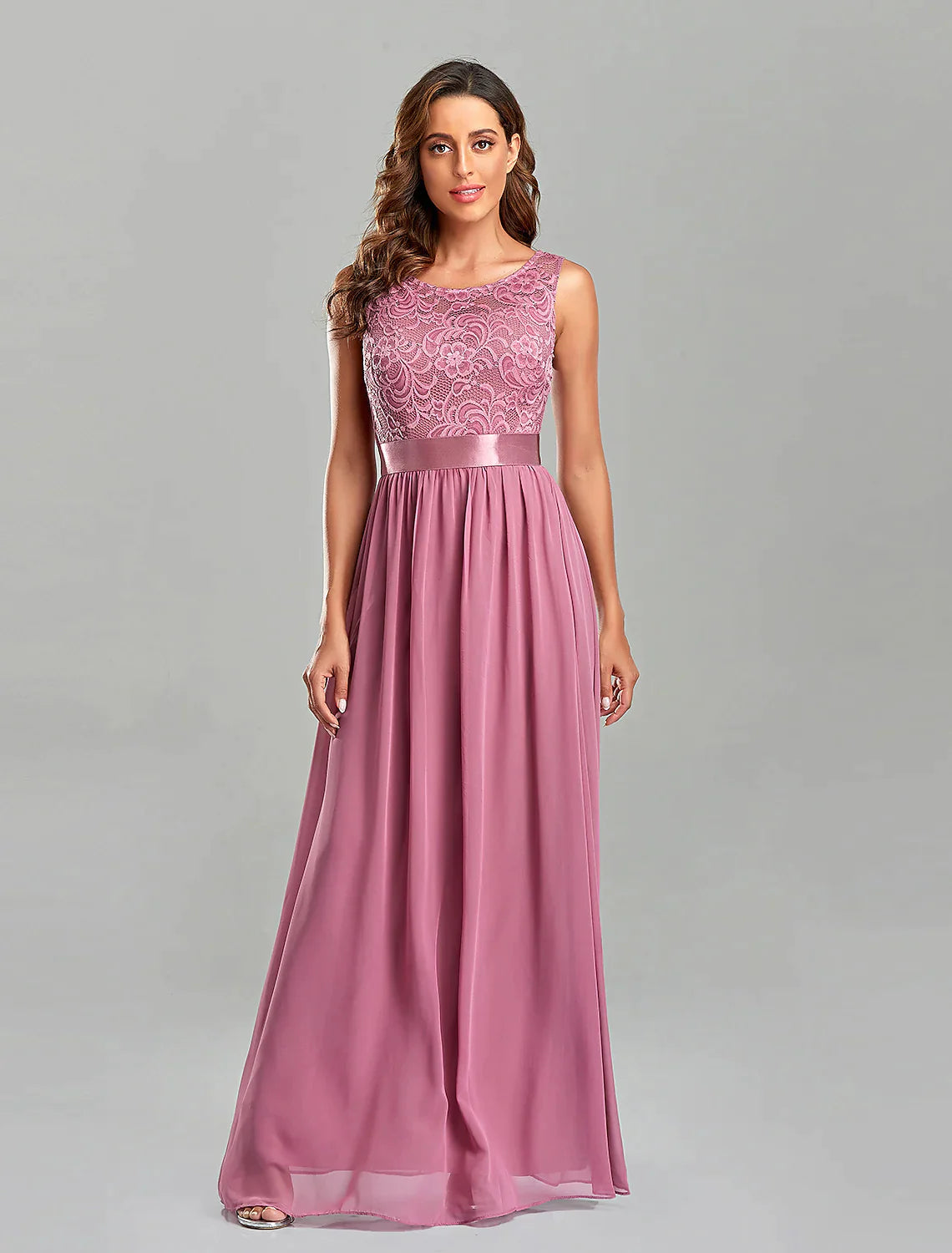 A-Line Evening Gown Dress Party Wear Floor Length Short Sleeve Jewel Neck Chiffon with Embroidery