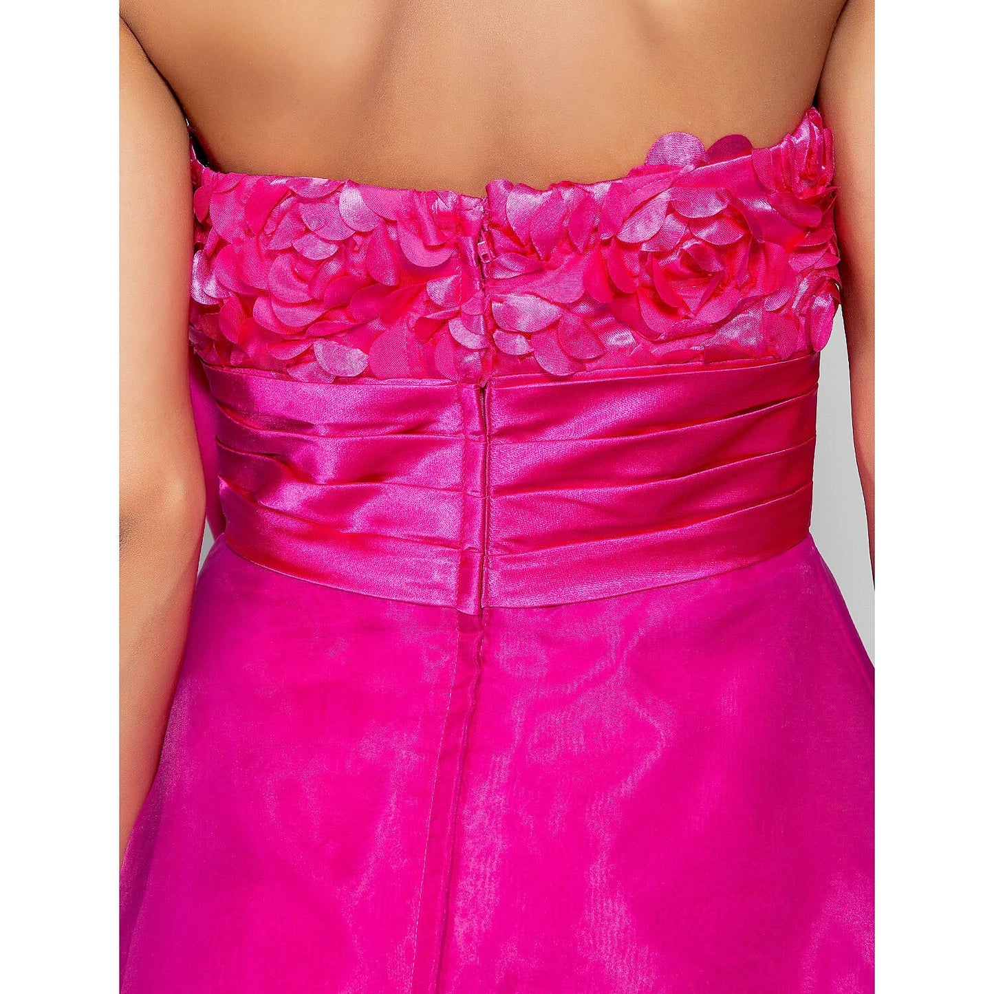 Open Back Dress Cocktail Party Knee Length Sleeveless Organza Sash Ribbon Bow(s) Ruched