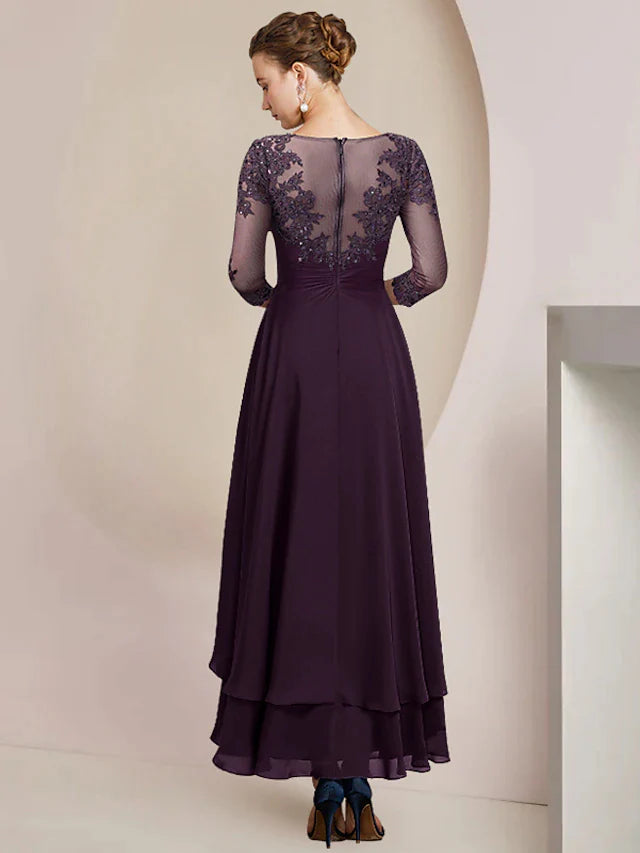 A-Line Mother of the Bride Dress Formal Wedding Guest Elegant High Low