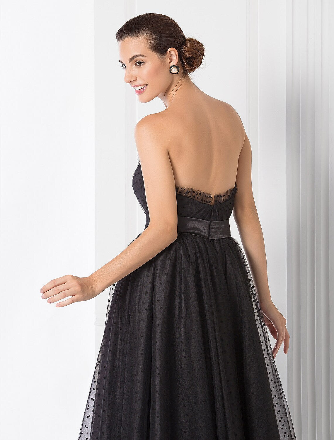 Ball Gown Little Black Dress Dress Holiday Tea Length Sleeveless Sweetheart Tulle with Sash / Ribbon